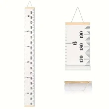 Growth Chart For Kids, Canvas Height Chart Ruler Removable Wood Hanging Wall Ruler Measurement Chart For Home Decoration - White - View 1