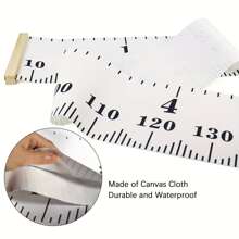 Growth Chart For Kids, Canvas Height Chart Ruler Removable Wood Hanging Wall Ruler Measurement Chart For Home Decoration - White - View 4