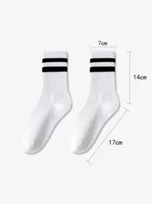 3 de blanco de rayas Calcetines de tubo medio casual deportivo de mujeres Calcetines con tiburón Pantalones Ropa de calle marea Calcetines Medias