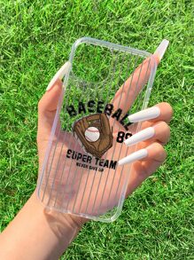 Baseball Print Clear Phone Case - Multicolor - View 2