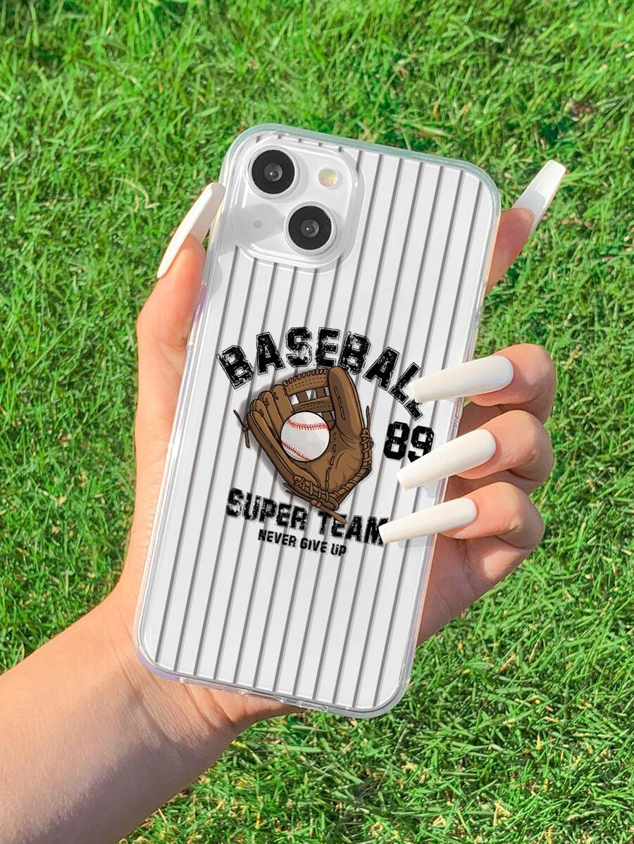 Baseball Print Clear Phone Case - Multicolor - View 1