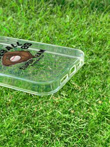 Baseball Print Clear Phone Case - Multicolor - View 3