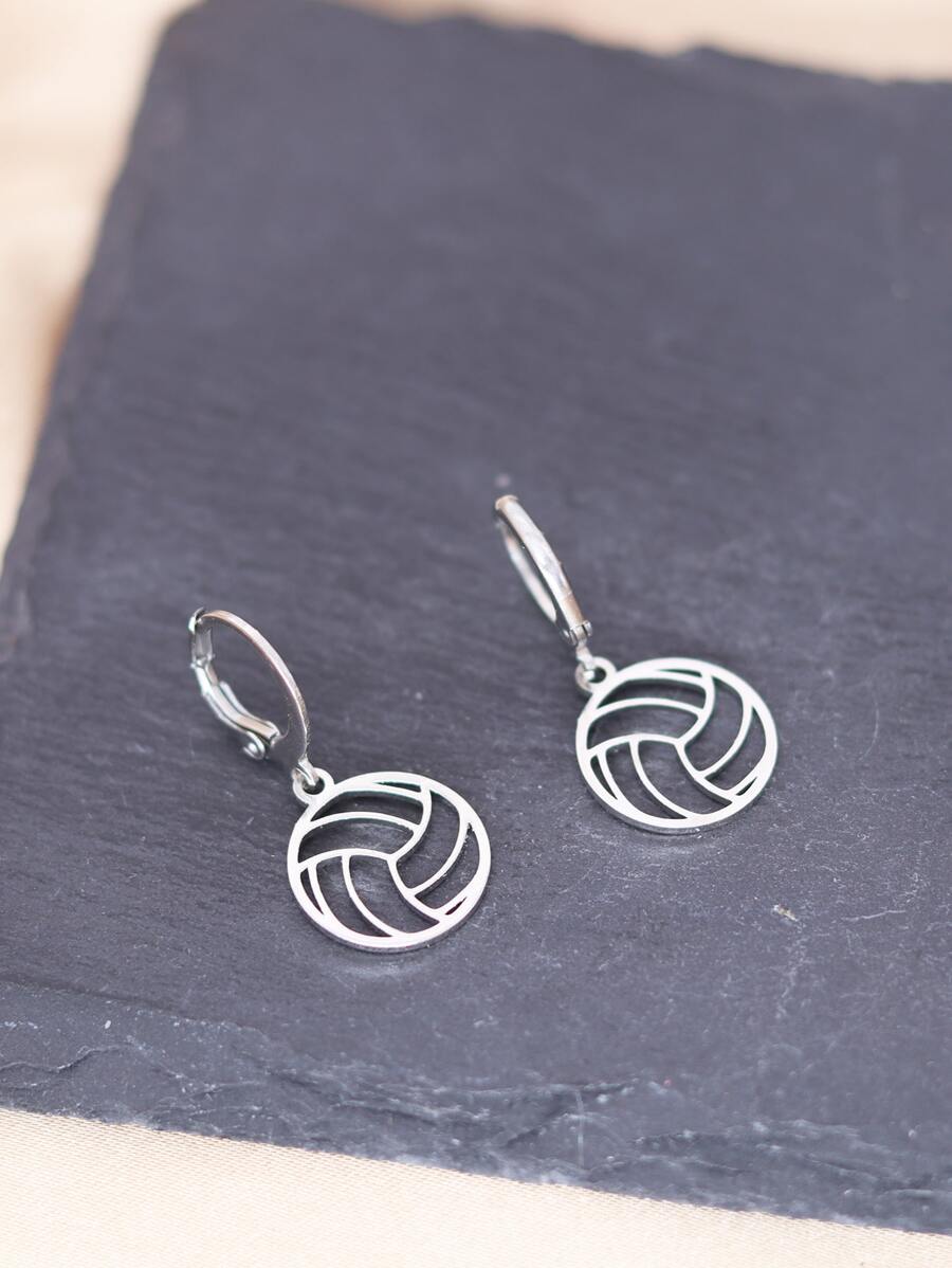 1對排球吊墜耳墜適合女士禮品首飾類時尚復古耳環 - 銀色 - 查看 1