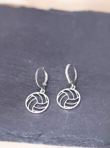 1對排球吊墜耳墜適合女士禮品首飾類時尚復古耳環 - 銀色 - 查看 2