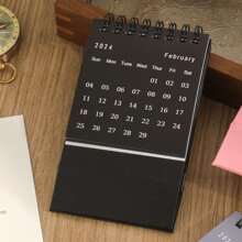 2024-2025迷你桌曆-2024年1月到2025年6月小型桌面日曆迷你日程表厚紙雙鐵線裝訂,附貼紙適用於家庭、辦公室和學校 - 黑色 - 查看 3