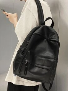 Extra-Large Capacity Men's Backpack, High-Quality Travel Rucksack For Sports, Outdoor, Hiking, Luggage, Schoolbag Travel Bags , Vintage , Work Bag, Work Bag, Camping, Holiday Essential - Black - View 2