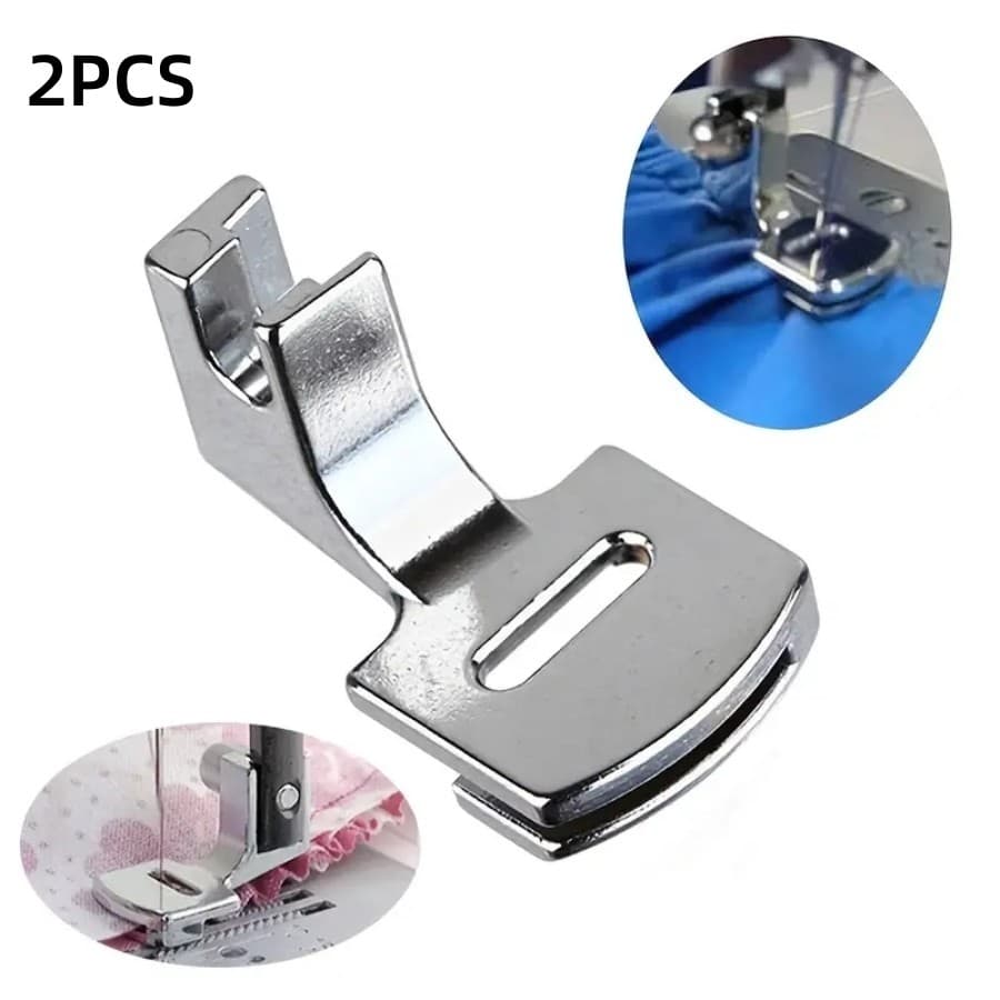 2入組老式蝴蝶家用縫紉機壓腳雙折絎縫斜壓腳，多用途壓腳 - 銀色 - 查看 1