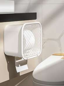 1pc Bathroom Tissue Box Storage Rack Wall Mounted Mobile Phone Holder Sanitary Napkin Organizer - White - View 5