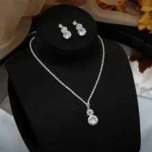 Exquisite Necklace & Earrings Set, 2pcs - Silver - View 2