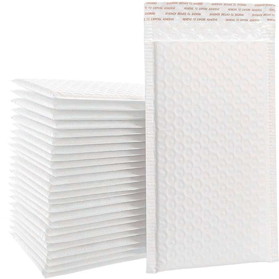 50pcs White Polyethylene Bubble Envelope (5 X 5.8 Inches) Foam Bag Polyester For Shipping/packaging/mailing - White - View 1