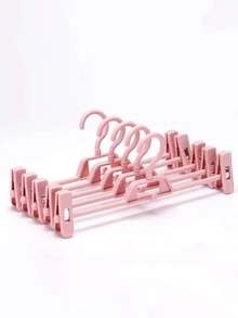 5pcs Pink Rotatable Trousers Hanger With Stretchable & Non-slip Clips - Pink - View 4
