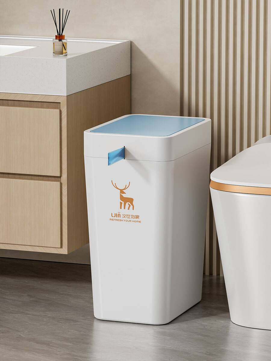 Bathroom Trash Cans with Lids, Kitchen Garbage Can with Pop Up Lid, Slim Garbage Cans, Trash Bin, Small Narrow Waste Basket Dog Proof for Bathroom Kitchen Bedroom Living Room and Office, 11L/ 3Gallon, 13L/ 3.5Gallon, Black, Blue and Grey - Blue - View 1