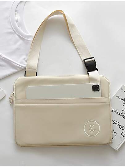 1 件 11 英寸刺绣笑脸防震单肩平板电脑/笔记本电脑包