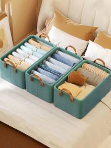 Foldable Cationic Steel Frame Storage Box Portable Household Wardrobe Closet Organizer With Large Capacity Drawers Tidy Basket - 綠色 - 查看 3