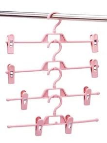 5pcs Pink Rotatable Trousers Hanger With Stretchable & Non-slip Clips - Pink - View 2