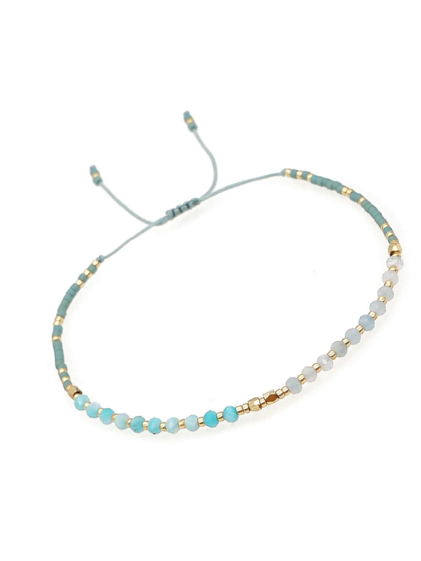 1 pieza Pulsera bohemio 2mm multicolor con cuenta con piedra natural - Multicolor - Ver 1