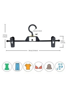 5pcs Pink Rotatable Trousers Hanger With Stretchable & Non-slip Clips - Pink - View 5