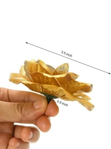 5/15/20/25/30 包人造玫瑰花头，3.5 英寸丝绸玫瑰花头散装，仿金花头，适用于中心装饰、花墙、DIY 工艺品、婚礼花束、派对、情人节、礼物 - 金色 - 查看 2