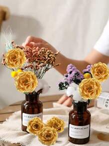 5/15/20/25/30 包人造玫瑰花头，3.5 英寸丝绸玫瑰花头散装，仿金花头，适用于中心装饰、花墙、DIY 工艺品、婚礼花束、派对、情人节、礼物 - 金色 - 查看 4