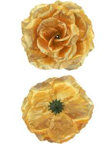 5/15/20/25/30 包人造玫瑰花头，3.5 英寸丝绸玫瑰花头散装，仿金花头，适用于中心装饰、花墙、DIY 工艺品、婚礼花束、派对、情人节、礼物 - 金色 - 查看 3