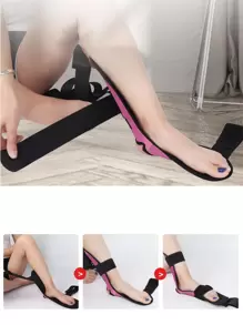 帶控制大師腿部拉伸器，用於踝關節韌帶拉伸、瑜伽足拉伸帶、足底筋膜炎拉伸帶 - 玫紅色 - 查看 3