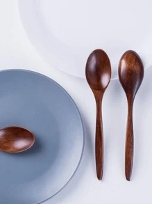 1 件/10 件木汤匙，防烫嘴木勺学校用品，圣诞礼物 - 棕色 - 查看 4