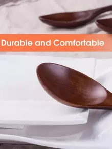 1 件/10 件木汤匙，防烫嘴木勺学校用品，圣诞礼物 - 棕色 - 查看 5