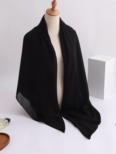 1pc Chiffon Hijab Headscarf, Solid Color Lightweight Casual Square Scarf, 140*140cm Winter Fall