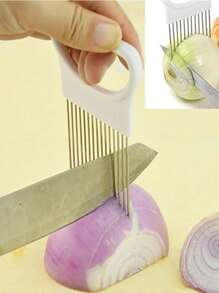 إبرة قطع البصل الفولاذية المقاوم للصدأ 1 قطعة، أداة مطبخ، شوكة بصل، إدخال الفواكه، أدوات مطبخ، تخييم،