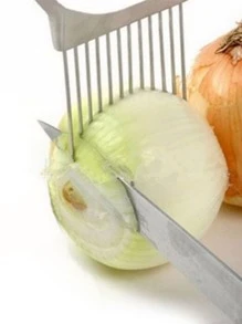 إبرة قطع البصل الفولاذية المقاوم للصدأ 1 قطعة، أداة مطبخ، شوكة بصل، إدخال الفواكه، أدوات مطبخ، تخييم،