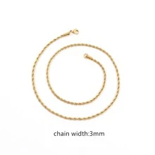 Classic Rope Chain Men Necklace Width 3MM Stainless Steel Chain Necklace For Men - Yellow Gold - View 2