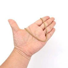 Classic Rope Chain Men Necklace Width 3MM Stainless Steel Chain Necklace For Men - Yellow Gold - View 3