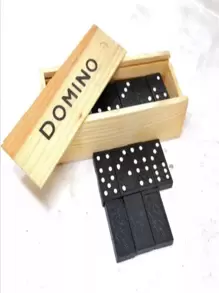 10 Wooden Dominoes With Case - Ginger - View 1