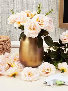 10/15/20/25/30 Pack Royal Blue Roses Artificial Flowers Bulk, 3 Inch Stemless Faux Silk Roses For Decorations, Wedding, Faux Bouquets - Champagne - View 7