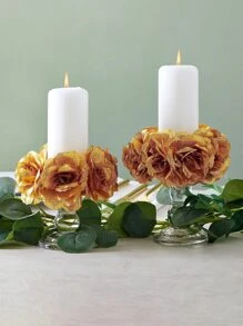 10/15/20/25/30 Pcs/Pack Royal Blue Rose Artificial Flowers, 3 Inch Stemless Silk Roses, Suitable For Decoration, Wedding, Fake Flower Bouquet - Gold - View 7