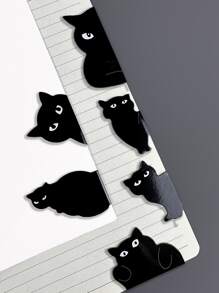 6pcs Cartoon Magnetic Black Cat Series Bookmark - Multicolor - View 1