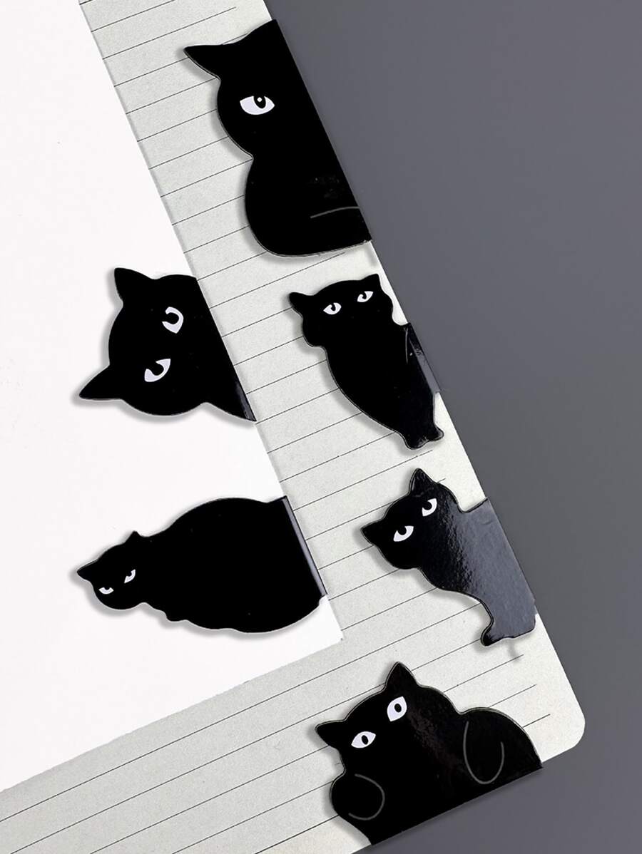 6pcs Cartoon Magnetic Black Cat Series Bookmark - Multicolor - View 1