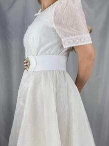 Party 1pc Women's Wide Waist Belt With Rhinestone Decor Halloween Summer, School Fall, Autumn, Halloween - White - View 7