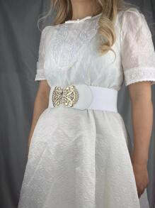 Party 1pc Women's Wide Waist Belt With Rhinestone Decor Halloween Summer, School Fall, Autumn, Halloween - White - View 5