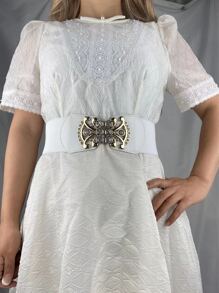 Party 1pc Women's Wide Waist Belt With Rhinestone Decor Halloween Summer, School Fall, Autumn, Halloween - White - View 6