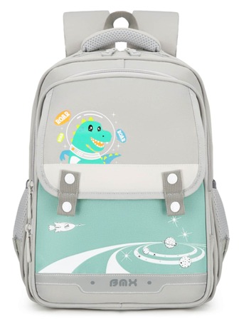 Mochila de color combinado con dinosaurio de dibujos animados patrón para niños con hebilla