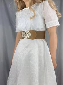 派对 1 件女士宽腰带，时尚水钻镶嵌腰带，经典加大码女式束腰万圣节夏季、学校秋季、秋季、万圣节 - 卡其色 - 查看 4