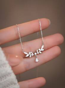 ELSEDES 1pc/ Silver S925/ Simple & Elegant Design/ Inlaid With Shiny Cubic Zirconia/ Fashion & Fascination/ Pendant Necklace/ For Women's Daily Wear & Party Wear/ Clavicle Chain