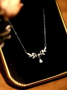 ELSEDES 1pc/ Silver S925/ Simple & Elegant Design/ Inlaid With Shiny Cubic Zirconia/ Fashion & Fascination/ Pendant Necklace/ For Women's Daily Wear & Party Wear/ Clavicle Chain