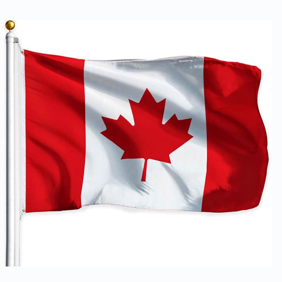 加拿大國旗3X5腳圖案100D滌綸旗帶生動顏色和黃銅扣眼 - 紅白色 - 查看 1