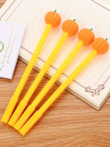 6入組南瓜圖案塑膠圓珠筆,可愛耐用凝膠滾球鋼筆適用於寫作 - 黃色 - 查看 2
