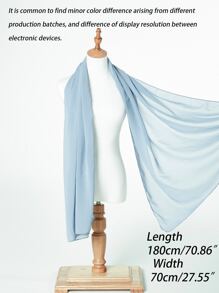 1 pieza Bufanda transpirable elegante de gasa de color sólido para mujer Adecuado para Diario - Celeste - Ver 5