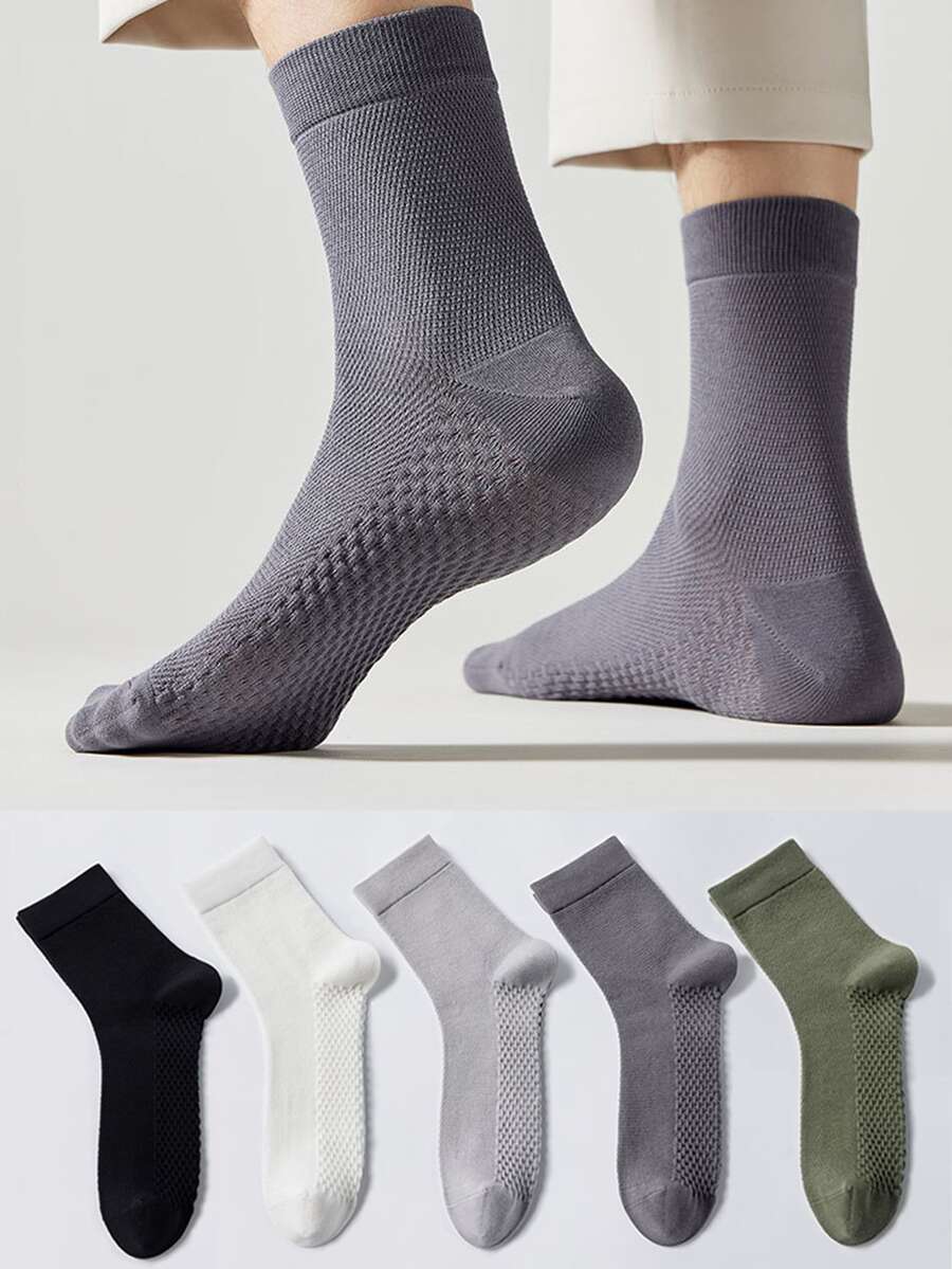 5雙男士彈簧和秋天彩色休閒中筒襪,中性襪子 - 彩色 - 查看 1