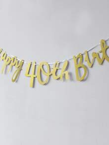 1pc Gold 40th Birthday Banner (white Rope) - Gold - View 2