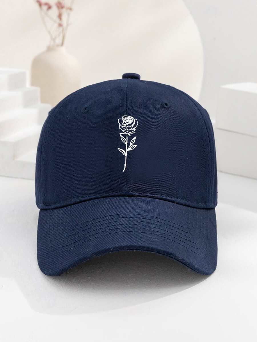 1 Miếng Không giới tính Y2K In ấn Hoa hồng Hoa Chống nắng Mũ bóng chày Thích hợp Đối với Hằng ngày Kem chống nắng Mặc In Mùa Xuân Và Mùa thu - Màu xanh hải quân - Xem 1